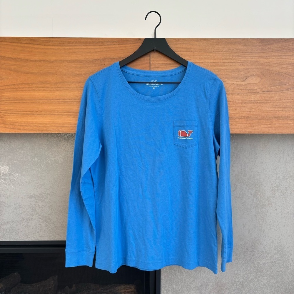 NWT VINEYARD VINES WOMENS L/S PKT TEE TOUCHDOWN,‎ SIZE M